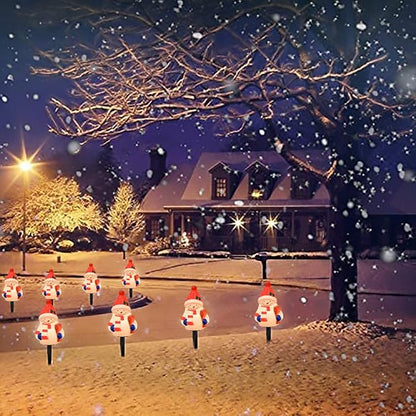 GOOTHY 2 Sets Snowman Christmas Pathway Lights, 7Ft C7 Outdoor Christmas String Light with 8 Snowman Stakes Lights, Connectable Christmas Decorations Pathway Light for Yard Garden Driveway Walkway