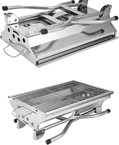 Portable Charcoal Grill for Camping BBQ, Outdoor Barbecue Grill Stainless Steel Folding Rack, Ideal Charcoal Grills BBQ for Travel & Picnic, Camping Grill for 3-5 People,A-A