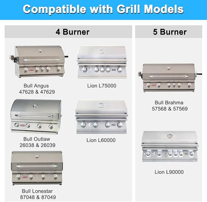 Grill Replacement Parts for Bull 57568 57569 BBQ Grill, 16517 Cooking Grate & 16521 16631 Flame Tamer 16670 16520 Heat Shield & 35717 16516 Grill Burner for Bull Brahma Grills