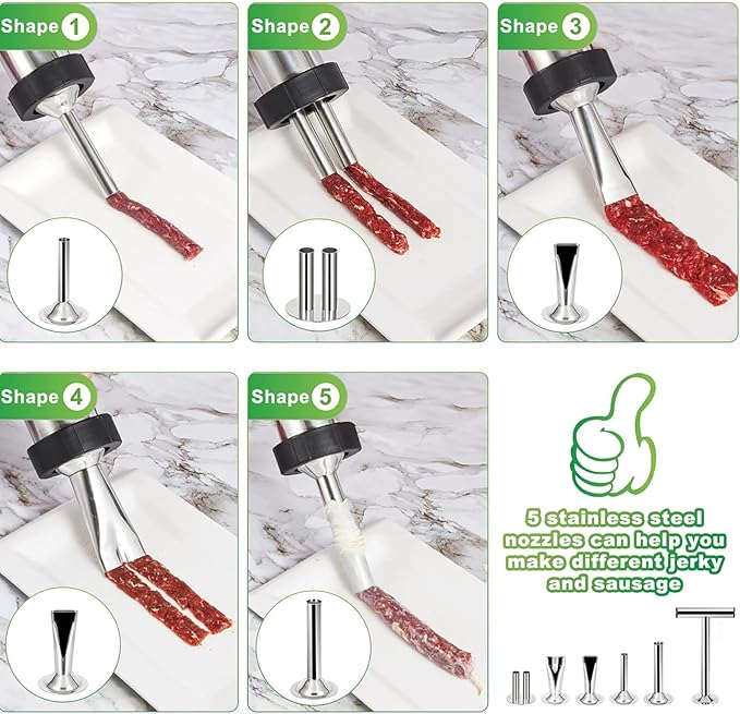 Large Capacity Jerky Gun Kits, Jerky Cannon, Stainless Steel Jerky Maker, Jerky Shooter, Meat Gun, Beef Deer Jerky Making Gun Kit, Gifts for Women Men