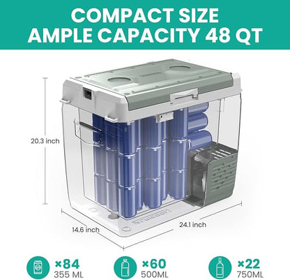 Alpicool GC50 Electric Cooler for Car Refrigerator 12 Volt Car Camping Fridge 48 Quart Portable Freezer for Truck SUV RV Van Camper, Boat Travel,-4~68°F