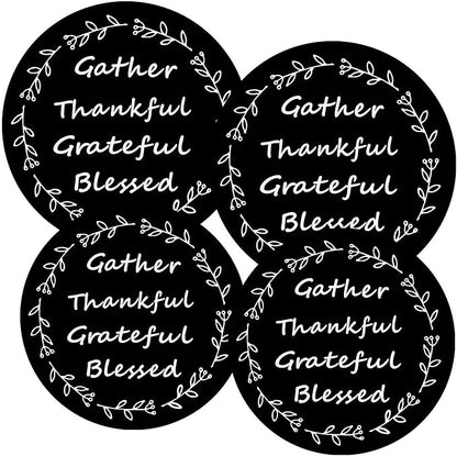 Ritadeshop Burner Covers for Electric Stove (Black Thankful Gather Grateful Blessed, Round D8/10‘’)