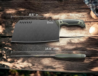 9 Inch Meat Cleaver - Rust-Resistant Full-Tang Steel, G10 Non-Slip Handle - Professional Bone Cutting Knife for Outdoor Cooking & Butcher Use with Gift Box - Knife For Men Dad Father