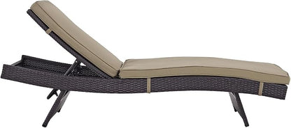 Modway Convene Wicker Rattan Outdoor Patio Chaise Lounge Chairs in Espresso Mocha - Set of 6