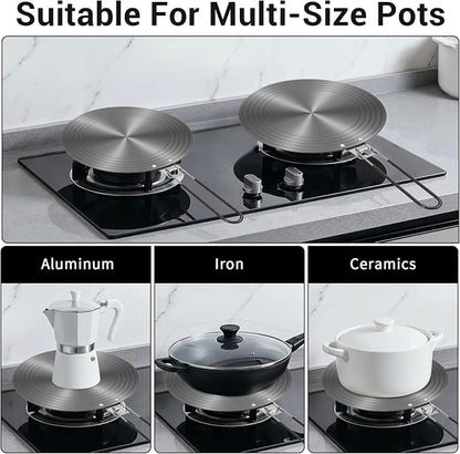 2-Pack Heat Diffuser for Gas Stove with Foldable Handle, 9.5" & 11" Gas Stove Diffuser Plate for Even Heating, Aluminum Simmer Plate for Electric Stoves, Defrosting Tray, Flame Guard