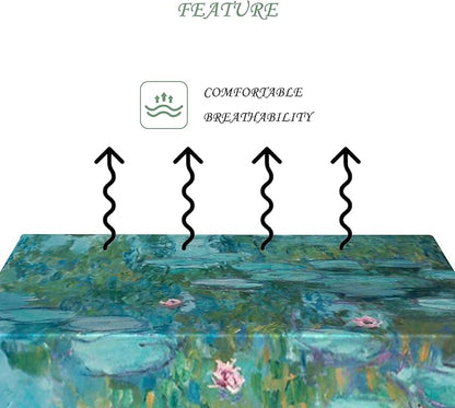 60x120 Inch Oil Painting Rectangle Tablecloth Monet Impressionist Art Water Lilies Series Table Cloth Washable Durable Table Cover for Dining Garden Atelier BBQ Home Decor