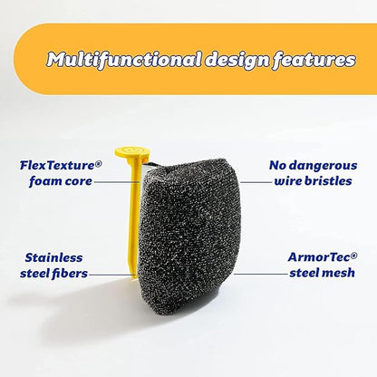 Scrub Daddy BBQ Daddy + Refill Heads - BBQ Cleaning Brush with Scraper & Bottle Opener, Barbeque Grill Cleaner, Wire Bristle Free, Barbecue Cleaner Brushes, High-Tech Cleaning Accessories for Men
