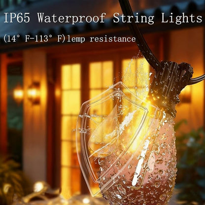 REEMEER 60FT Outdoor String Lights S11 LED Patio with 17 Plastic Bulbs(1 Spare),Waterproof Connectable Hanging Lights for Backyard Porch Balcony Party Decor