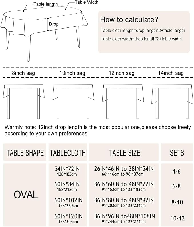 Oval Outdoor Tablecloth with Umbrella Hole and Zipper, Patio Table Covers for Spring/Summer, Machine Washable Outdoor Party/Picnic Oval Table Cloth
