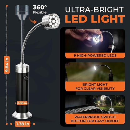 Griddle Buddy Night Chef Magnetic Grill Light - 9 Ultra-Bright LED for Barbecue, 360° Flexible Gooseneck, Water & Heat Resistant Grill Lights for Outdoor Grill Fits Most Grills - Gift for Men Dad