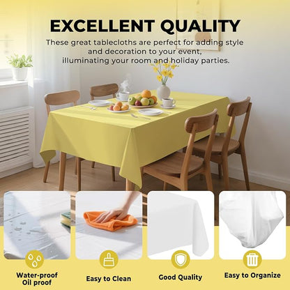 54 Inch X 300 Feet Plastic Table Cover Roll Premium Disposable Plastic Tablecloth for All Type/Shape Tables | Picnic, Party, Banquet, Birthdays, Weddings (Light Yellow, 54 Inch X 300 Feet)