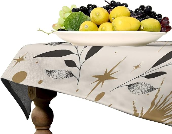 Vintage Boho Sun Moon Tablecloth Moon Phase Star Galaxy Space Wildflower Table Cloth Water Resistant Wipeable Table Cover for Farmhouse Picnic Party Holiday Kitchen Dinner Table 55"x75"