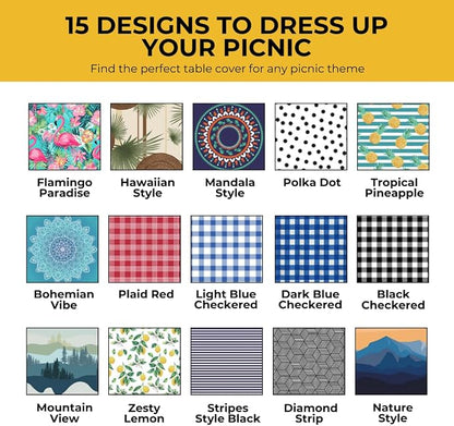 6ft Polyester Picnic Table Cover with Bench Covers Tablecloth Zesty Lemon | Polyester Picnic Table Cover Windproof & Waterproof, Perfect for Camping Gifts & RV Essentials, Cool Camping Gadgets with bag