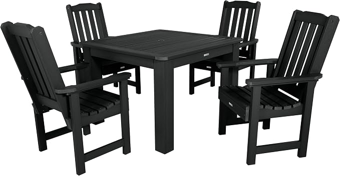 highwood Lehigh 5-Piece Square Dining Set, 42-Inch, Height, Black