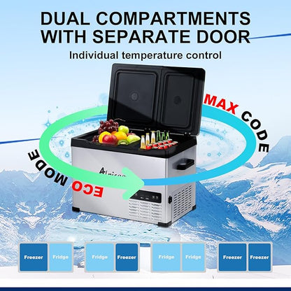 Alpicool CHS45 Dual Temperature Control 12 Volt Refrigerator 33 Quart Portable Car Fridge Freezer (-4°F~68°F) for Truck,RV,Camping and Travel