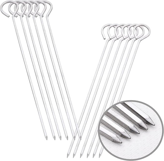 8 inch Barbecue Skewers Square Metal BBQ Sticks,HONSHEN 12Pack Stainless Steel Skewer,Kebob,kabob Sets for Grill Outings Cooking (BBQ Skewers Square 8inch-12p)