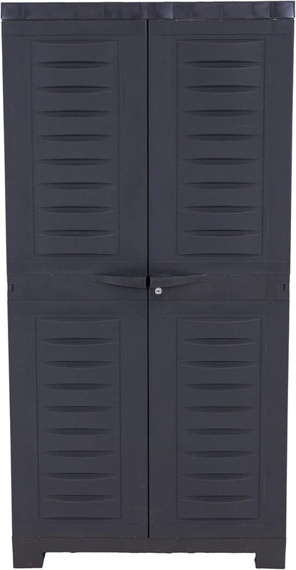 Sunnydaze 48" H Resin Garage Storage Cabinet - Garage Cabinet - Freestanding Utility Storage for Laundry Room, Office, Basement - Charcoal