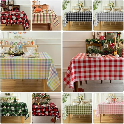 Classic Gingham Buffalo Tablecloth Fabric - Oblong 90x156 Inch Water Proof Checkered Table Cloth for Indoor Outdoor - Table Cover for Birthday, Picnics, BBQs, and Parties