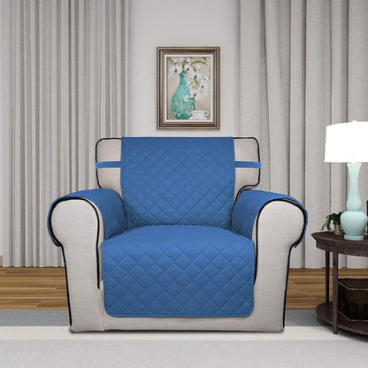 PureFit Reversible Chair Sofa Cover Dog Couch Covers for Sofa, 25.5 in | Blue/Ivory, Water Resistant Couch Protector, Washable Pet Couch Cover with Non Slip and Elastic Straps For Kids