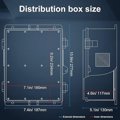 Namunanee Outdoor Electrical Junction Box, ABS Water Resistant Enclosure with Internal Mounting Panel & Hinged Cover, 9.2" H* 7" L* 4.6" W