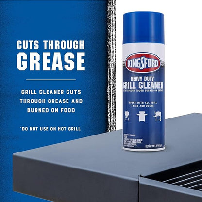 Kingsford Heavy Duty Foaming Grill Cleaner Spray for Charcoal and Gas Grills, Degreaser, Cuts Grease and Burnt-On Food, 14.5 oz, 2 Pack