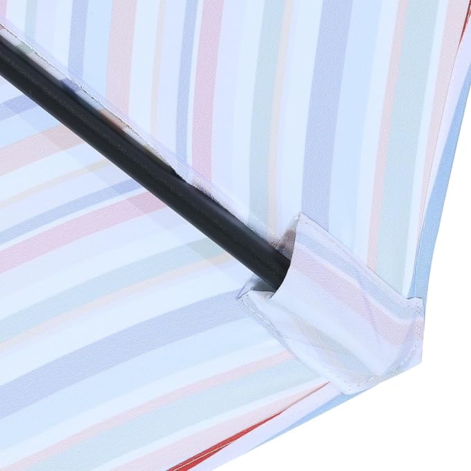 MASTERCANOPY Patio Umbrella 7.5 ft Replacement Canopy for 6 Ribs-Red and Green Stripes Canopy Only