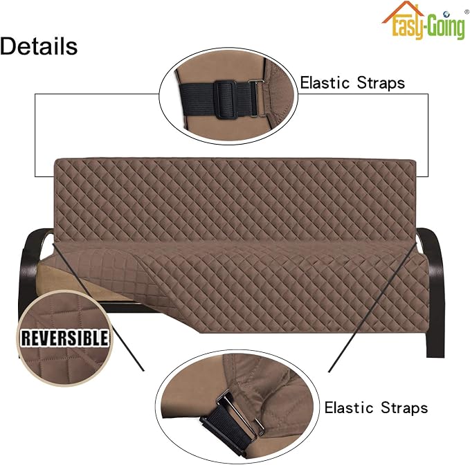 Easy-Going Reversible Couch Cover, Large Futon Sofa, Brown/Brown | Machine Washable Slipcover For Dogs, Water Resistant Furniture Mat For Living Room, Non-Slip Sofa Cover, Pet Friendly
