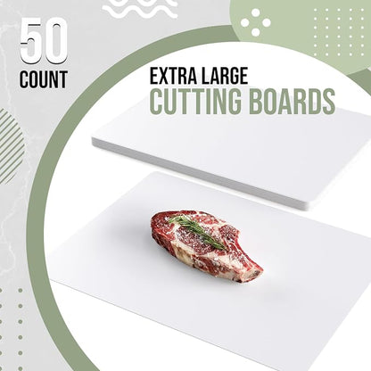 Crown Display Disposable Cutting Boards for Kitchen XL 50 Count White Cutting Board 18 Inch X 24 Inch Flexible Cutting Boards For Kitchen ~ Patent Pending ~ Recyclable Disposable Cutting Board Sheets
