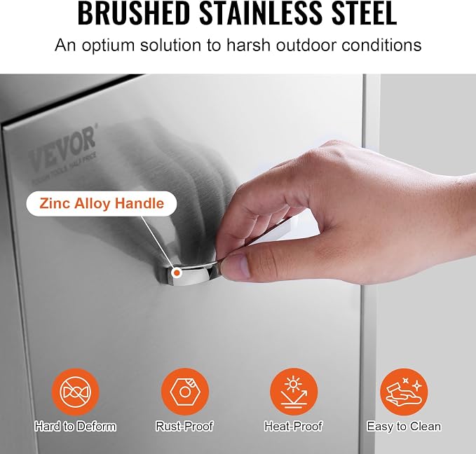 VEVOR Outdoor Kitchen Drawers 17.7"W x 25"H x 22.8"D Stainless Steel | Cabinets Trash Drawer/Door/Combo, for BBQ Island, Patio Grill Station, Access Door Drawers, Handle, Smooth Sliding Rail