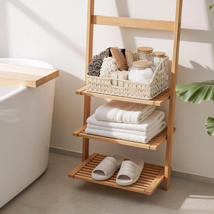 GRANNY SAYS Wicker Storage Baskets for Shelves, Large Wicker Basket with Handles, Trapezoid Woven Baskets for Storage, Decorative Basket for Home Decor, Butter Milk