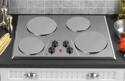 Reston Lloyd, Burner Covers For Electric Stovetop, Decorative Lightweight Tin Covers, Set of 4 (2-8 inch & 2-10 inch), Conceals Messy Drip Pans, Stainless Steel Color