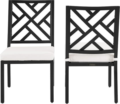 Crosley Furniture Locke 2-Piece Outdoor Chair Set, Dining Patio Chairs for Deck, Backyard, Matte Black with Creme Cushions