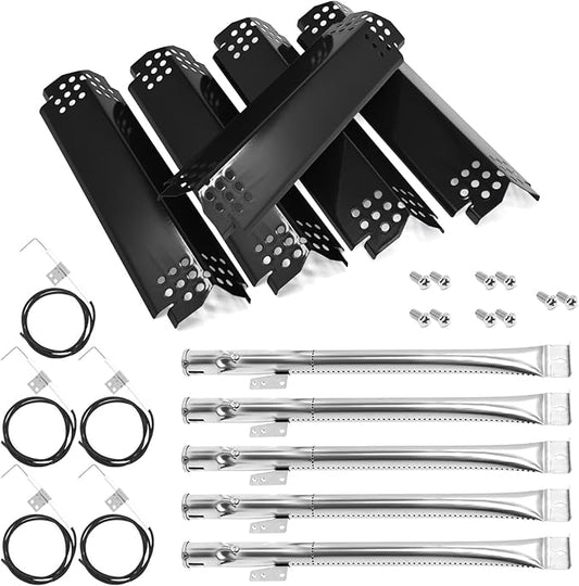 Grill Replacement Parts for Nexgrill 5 Burner 720-0888 720-0888A 720-0888N 720-0882S Porcelain Steel 5 Pack Heat Shield Plate, Grill Burner Igniter for Home Depot Nexgrill Replacement Kit
