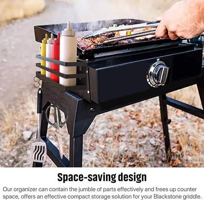 Upgraded Stainless Steel Griddle Caddy for 28"/36" Blackstone Griddles, with a Allen Key, Space Saving BBQ Accessories Storage Box, Free from Drill Hole&Easy to Install