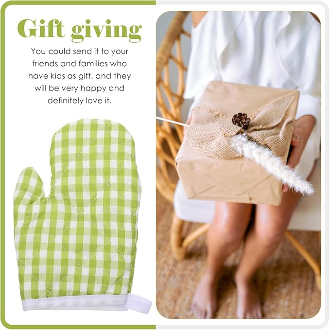 DOITOOL Kids Oven Mitts 2-Pack Childrens Oven Mitts for Cooking and Baking Safe Heat Resistant Gloves 13.38X9.44X0.78In Kitchen Accessories for Little Kids
