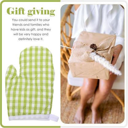 DOITOOL Kids Oven Mitts 2-Pack Childrens Oven Mitts for Cooking and Baking Safe Heat Resistant Gloves 13.38X9.44X0.78In Kitchen Accessories for Little Kids