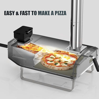 Portable Pizza Oven, Outdoor Pizza Stove, Wood Pellet Burning Pizza Oven with Pizza Stone for Outdoor Backyard Pizza Maker Garden Kitchen, PS105