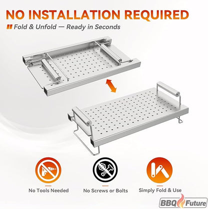 BBQ Future Adjustable Griddle Warming Rack for Blackstone 17 22 28 36 Inch Griddle, Stainless Steel Grill Warming Rack for Weber Charbroil Camp Chef and Most Tabletop Flattop Griddle Accessories