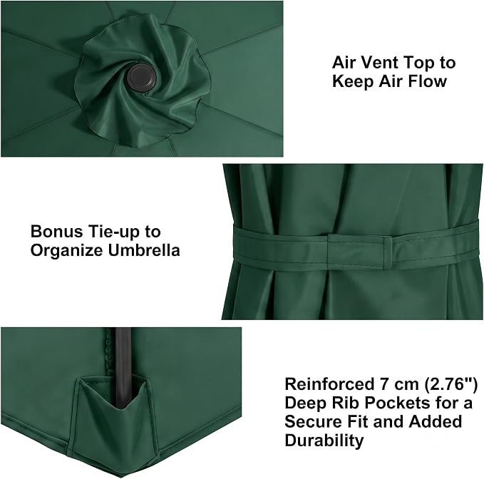 11FT Cantilever Patio Umbrella Replacement Canopy, 8 Ribs 64"-66", Upgraded 600D 220GSM Heavy-Duty Fabric, Waterproof & UV Resistant (Canopy Only)