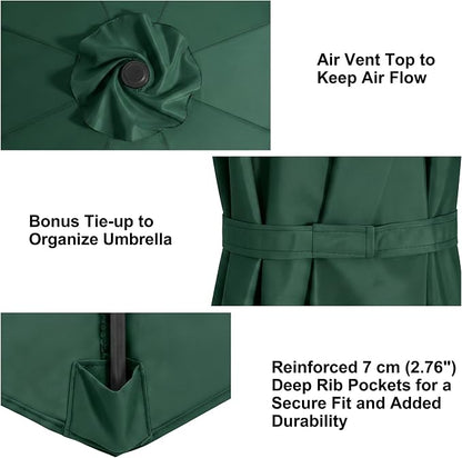 11FT Cantilever Patio Umbrella Replacement Canopy, 8 Ribs 64"-66", Upgraded 600D 220GSM Heavy-Duty Fabric, Waterproof & UV Resistant (Canopy Only)