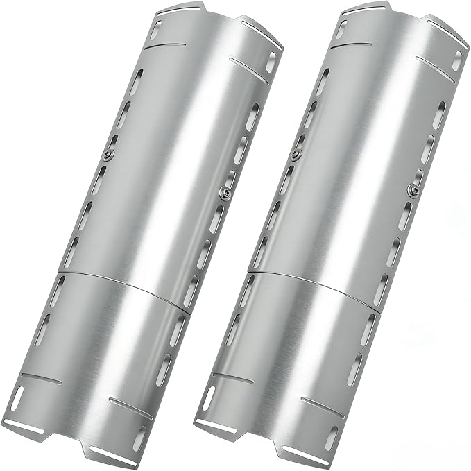 Universal Adjustable Grill Heat Plates, Heat Tents, Flame Tamer Burner Covers, Heavy Duty Heat Plate Shield, Stainless Steel Grill Replacement Parts, Extends from 12" up to 18" L, 2 Pack