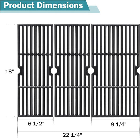 Criditpid 18 Inch Grill Grates for Charbroil Performance 463376519 Replacement Parts, Cast Iron Cooking Grid for Char-Broil 463377319, 463376419, 463376319, G470-0002-W1, G470-0003-W1, G321-0005-W1
