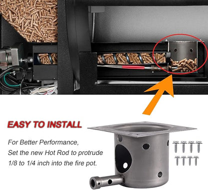 Fire Burn Pot Replacement Parts for Traeger & Pit Boss Wood Pellet Grill and Hot Rod Ignitor Kit, with 2 Sets of Screws