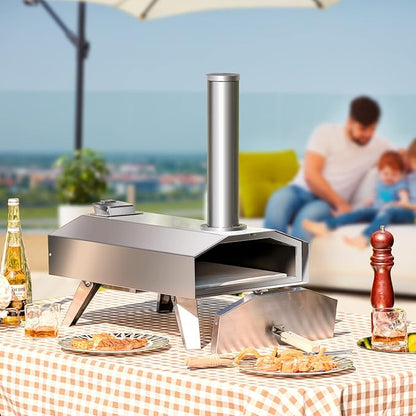 Giantex GT-GE-10731-NP Outdoor Oven with 12'' Pizza Stone, 27'' x 14'' x 25'' (L x W x H), Silver