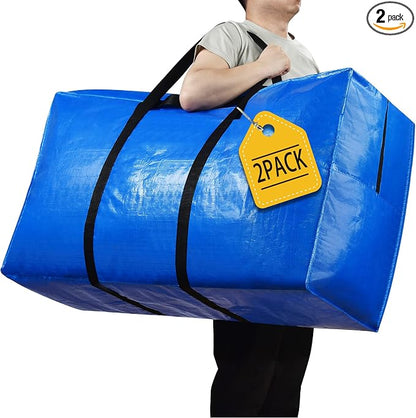 Extra Large Storage Bags, 41 Gallon XXL Jumbo Large Moving Bags Heavy Duty | 2 PACK Clothes Storage Totes Bins Moving Boxes Supplies, Foldable Travel Duffle Bag, Christmas Tree Bag,38x23x11 inch