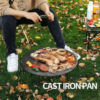 Outdoor Large Charcoal Grill Plate, Large Cake Pit, Cast Iron Pan, Camping Frying Pan, Driving Wrought Iron Grill, Barbecue Grill, Portable Folding Grill,S