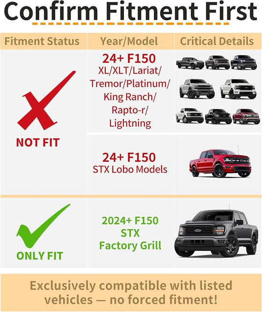 LED Grill Lights for Ford F150 2024-2026 Accessories STX Only, White | Direct-Snap F150 Front Grille Marker Lights, OEM-Style Fit, IP68 Waterproof, Raptor-Style Front-End Upgrade, Off-Road Ready