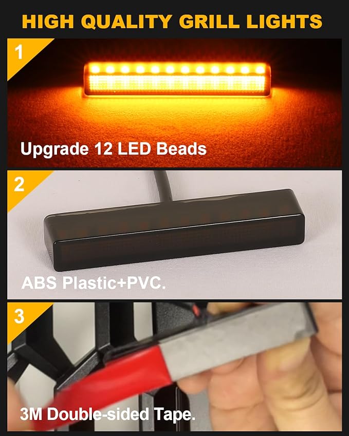 OKLSG LED Front Grill Lights for F150 2026 2025 2024-2018 Grille Light F150 Accessories(Amber Lights, 4)
