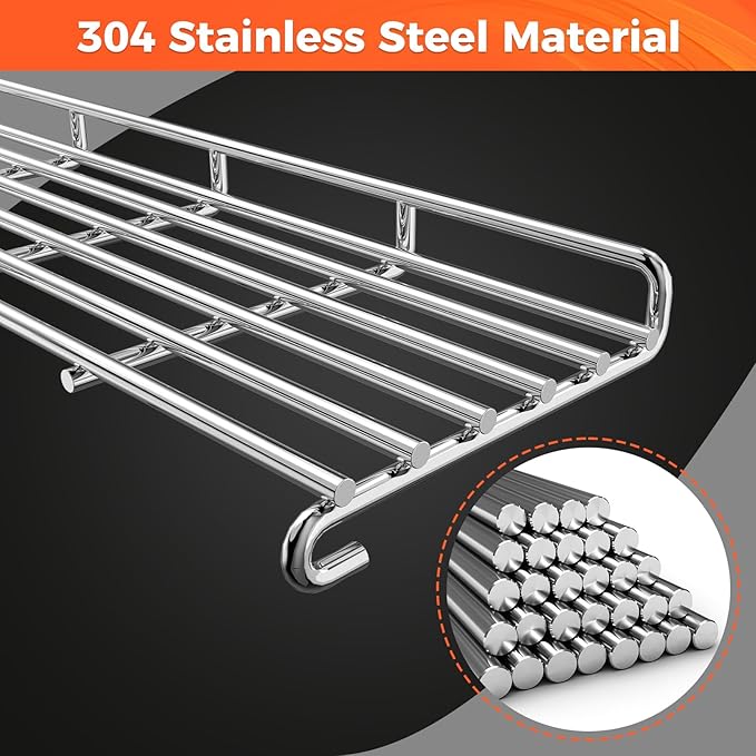 QuliMetal 66045 Grill Warming Rack for Weber GS4 Genesis II E-410, II S-410, II SE-410 Grills, Grill Parts for Weber Genesis II 400 Series, SUS304 Stainless Steel Warming Rack for Genesis 66045