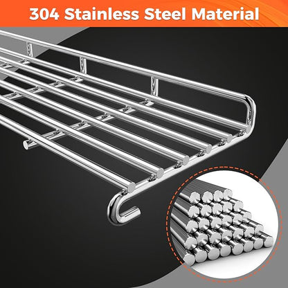 QuliMetal 66045 Grill Warming Rack for Weber GS4 Genesis II E-410, II S-410, II SE-410 Grills, Grill Parts for Weber Genesis II 400 Series, SUS304 Stainless Steel Warming Rack for Genesis 66045